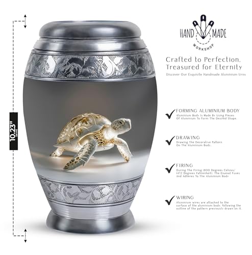 Image of Fantasy Turtle Urn for Human Ashes - Cremation Urn Human Ashes - Funeral Urns for Adult Women - Urns for Adult Female - (10 inch) Large