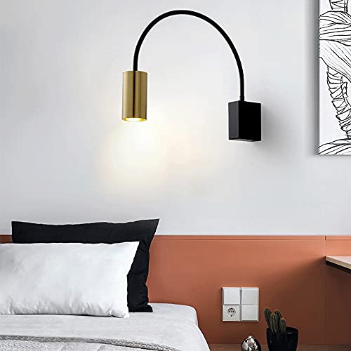 Lámpara de pared de lectura E27 con brazo móvil horizontal para cabecero de cama 3