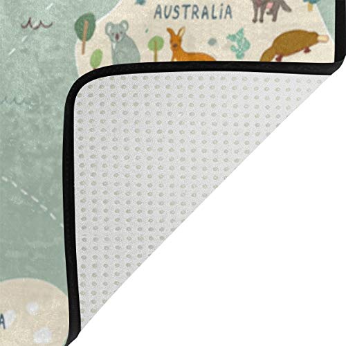 Vantaso Soft Foam Nursery Rugs World Map Animals Non Slip Play Mats For Kids Boys Girls Playing Room Living Room 63 X 48 Inch #TOP3