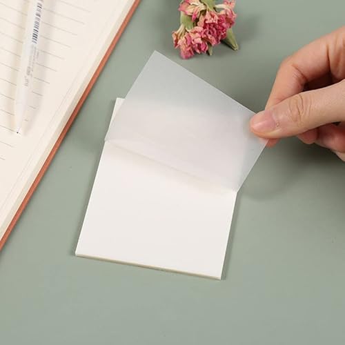 TNSEFNA 600 Blätter Transparente Haftnotizen Set, Selbstklebendes Sticky Notes 75×75 mm, Wasserfest und Wiederbeschreibbar, Notizbuch Notizpapier einfügen für Schule,Büro Memo Schüler Kinder Geschenke Cover