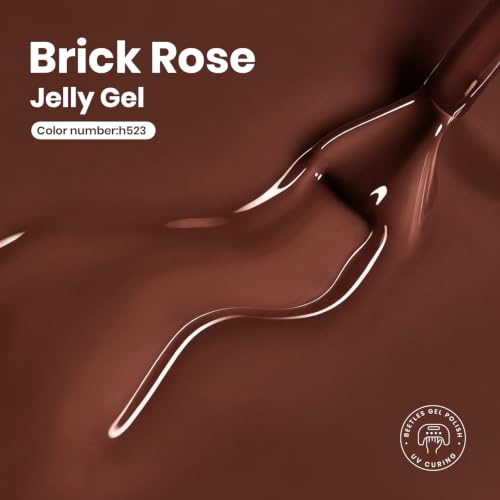 Image of Beetles Brown Red Gel Nail Polish - Brick Rose 15ML Jelly Gel Polish Sheer Translucent Nail Polish Auburn Rose Color Soak Off UV French Nail Art Salon DIY at Home Manicure Gift for Women