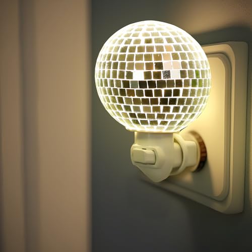 Rossesay XUU-ROSSESAY-435 Disco Ball Night Light Plug In Wall Led Lamp Silver Disco Nightlight Reflective Mirror Disco Ball Lights Christmas Decoration Gift thumb #1