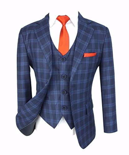 Image of SIRRI Boys' Italian Design Slim Fit Check Suits Wedding Formal Outfit