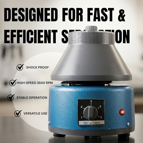Image of Laboratory Centrifuge Machine for Blood Separation | Clinical Doctor Centrifuge with Shock-Free ABS Body | Medical Lab Equipment for Diagnostic & Research Use (Black & Blue)