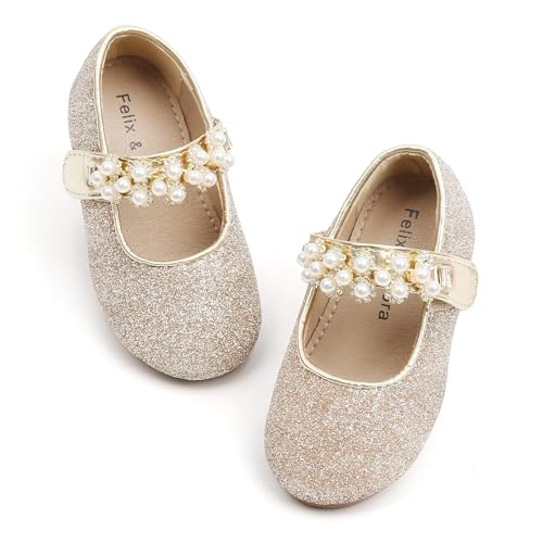 Image of Felix & Flora Toddler Flower Girl Dress Shoes - Girl Ballet Flats Party School Shoes Wedding