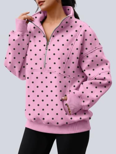 Image of AUTOMET Women's Quarter Zip Oversized Sweatshirt Fleece Mock Neck Pullover