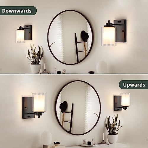 image for AOLALA Dimmable Matte Black Wall Sconces Set of 2, Bathroom Vanity Lig