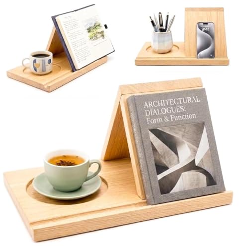 Buchständer Holz,Dreieckiges Lesepult,Geschenke Für Leseratten,Für Bücher,Tablets Und E-Reaader,Lesen,Nachttisch Und Bücherregal ,Buchhalter Für Schreibtisch