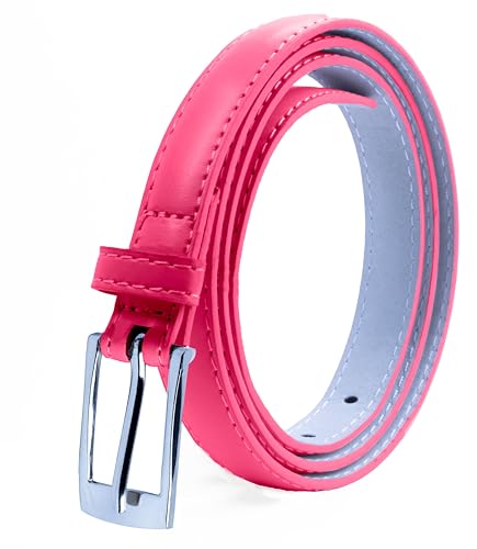 Belle Donne Dark Pink Belt Women, Skinny Dress Belts, Silver Polished Buckle, For Womens Clothes and...