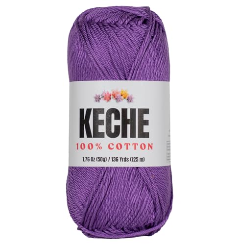 Cotton Yarn - 100% Cotton Yarn for Crocheting and Knitting Mercerized Cotton Amigurumi Yarn Fine-Sport 2 1.76 oz (50g) / 136 Yrds (125 m) - Purple