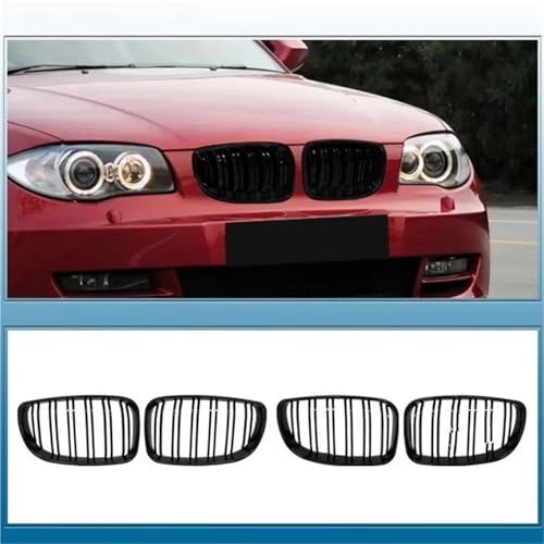 Grille de calandre BMW E87 E81 E82 E88 double ligne noir brillant pour modèles 2007-2011 - 3