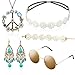 Produktbild Alintor Hippie Accessoires, Flower Power Zubehör für Hippie Kostüm Damen, 60er 70er Jahre Bekleidung Damen, Peace Kette, Brille