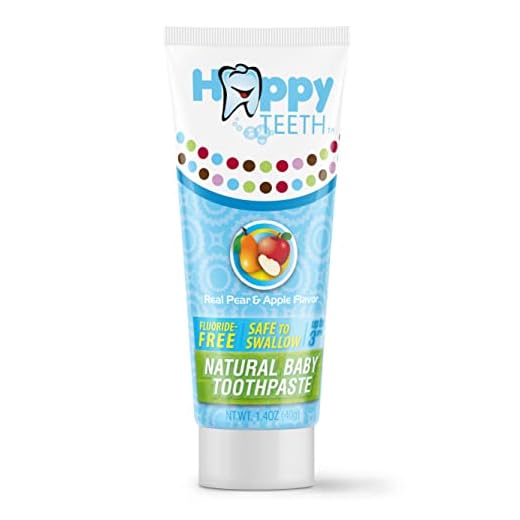 Happy Teeth Natural Baby Toothpaste - Fluoride-Free Toothpaste for Babies and Toddlers in Pear Apple Flavor, Safe to Swallow, for Children Ages 0-3, 1.4 oz