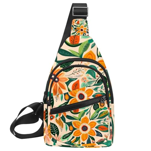 Sac à dos à bandoulière pour homme et femme, sac banane de running et voyage à fleurs