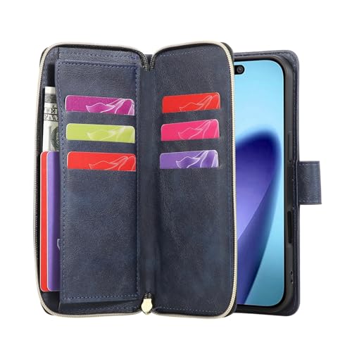 Étui iPhone 17 Pro Max noir avec portefeuille zip en cuir élégant