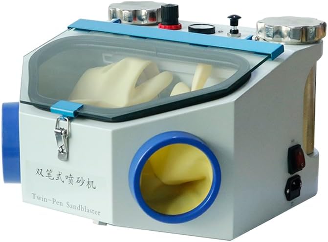 Twin-Pen Double Pen Fine Sand Blaster Sandblaster Machine with LED Bulb 2 Tanks