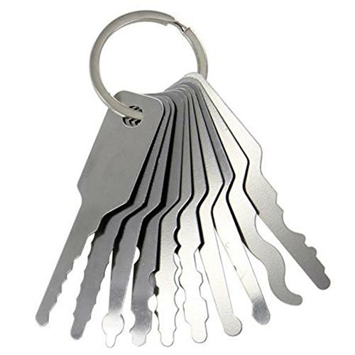 10pcs Jiggler Keys Lock Pick Stainless Steel Pin Tumbler Wafer Passkey for Double Sided Lock