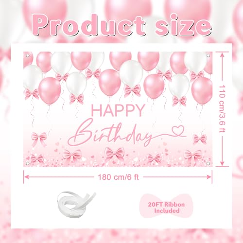 Banner de cumpleaños con lazo rosa para decoración miniatura 2