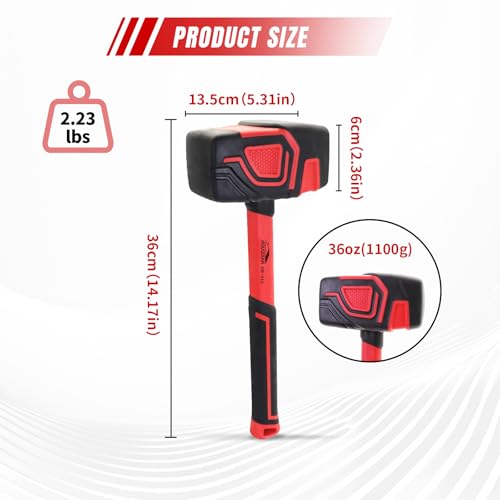 HOUSERAN Gummihammer 1100g, Schonhammer, Pflasterhammer, Geeignet für Tischlerarbeiten, Bodenverlegung und Handwerksarbeiten