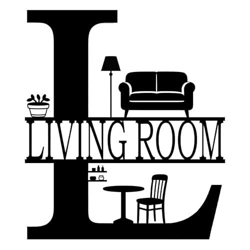 WIZYXQ Living Room Sign Decor Funny Metal Wall Decor Metal Black Living Room Wall Art for Modern Home Farmhouse House Decorations 10x12 Inch