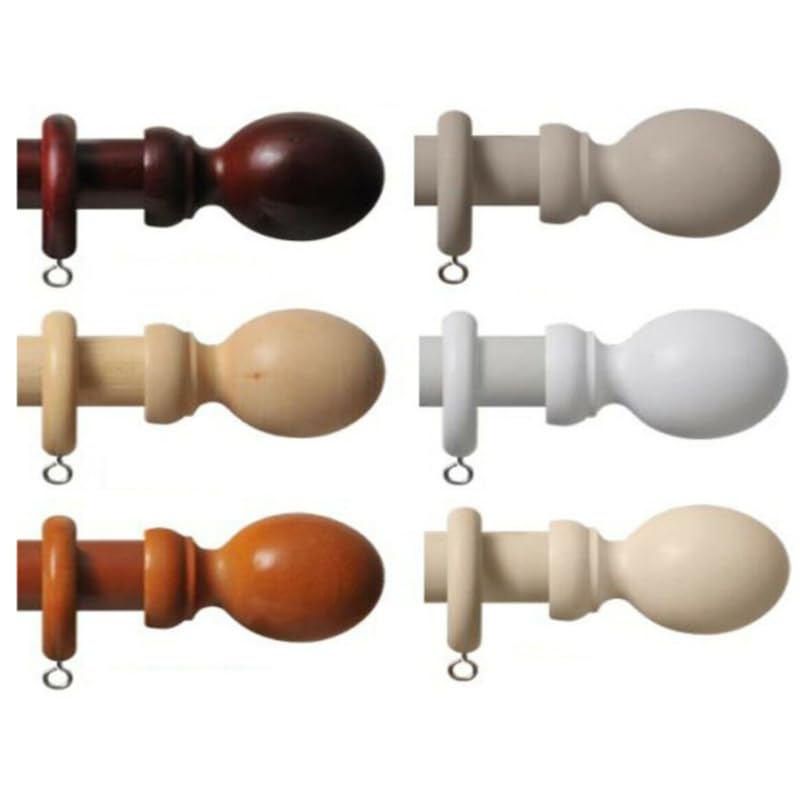 28mm Standard Wood Classic Curtain Poles Rail Set with Ball Finials Rings & Fittings (Antique Pine, 200cm)