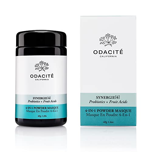 Odacité Acne Cream for Face - 4-in-1 Powder Masque Synergie 4 - Detoxifying Face Mask, Facial Mask with Clay & Charcoal, Clay Mask Detox and Brighten, Face Mask for Pores and Blackheads, 1.41 oz