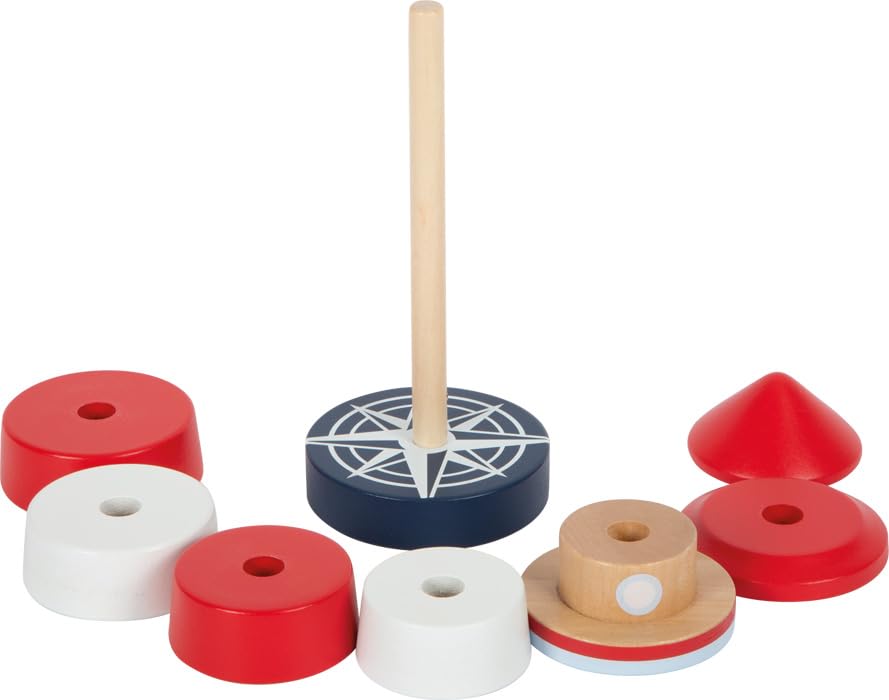 Small Foot Stapelturm Leuchtturm Großer Ozean, aus FSC 100%-zertifiziertem Holz, Steckspiel für Kinder ab 1 Jahr, 12454