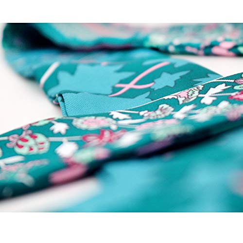 Skinny Scarf Simple Floral Print Necktie Handbag Handle Wrap Silk Ribbon for Women4