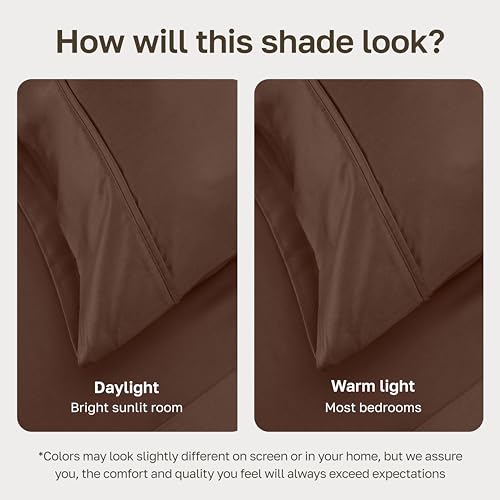 Image of California Design Den Cotton King Pillowcase Set - 400 Thread Count, 100% Cotton Sateen Pillowcases, Set of 2 Pillow Covers, Soft and Breathable - Espresso Chocolate Brown
