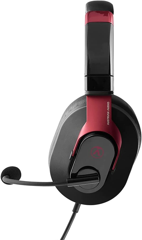 Austrian Audio PG16 Pro Gaming Headset with Microphone (Foldable Gaming Accessories, High Resolution Sound, Memory Foam Ear Pads for Optimal, Detachable 1.4m Cable), Black/Red, One Size
