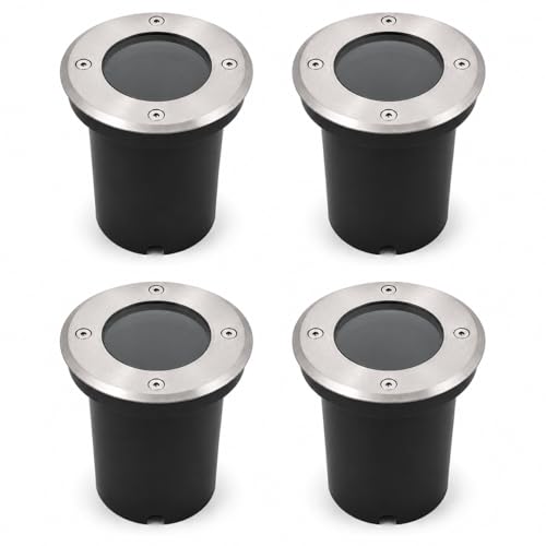 damastoreitalia Faretto Calpestabile tondo GU10 da Incasso per Esterno IP65 Acciaio Inox 220V per Vialetti Giardini (4 pezzi)