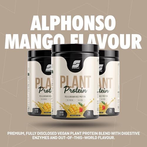 Image of Sparkfusion Plant Protein Powder Organic Isolated Pea & Brown Rice Protein 25 gm Protein Easy To Digest Triple| Alphonso Mango Flavour 1 kg