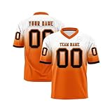 Personalisiert American Football Trikots Individuelle Printed Nummer Name Logo Spieltrikots für Kinder Erwachsene Custom Football Jersey Men Women Sports Uniform Atmungsaktiv T-Shirt,Orange