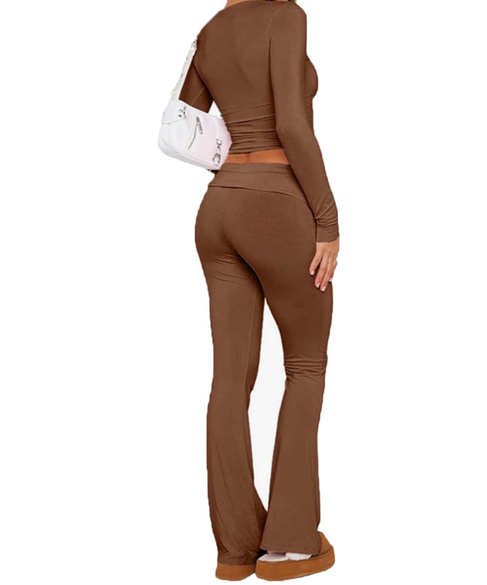 ABINGOO Conjunto de Yoga para Mujer Conjunto de Ropa Deportiva de Fitness 2 Piezas Crop Top y Pantalón Elástico de Cintura Baja
