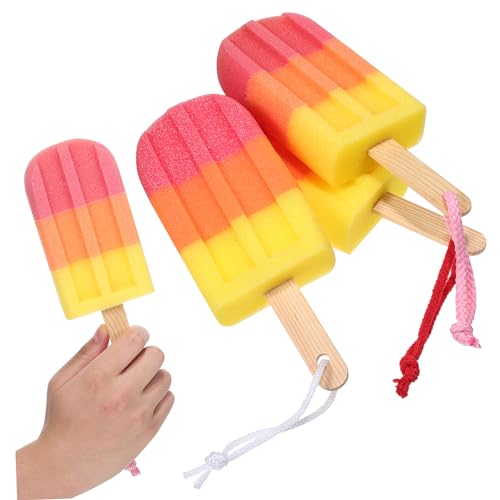 Didiseaon 3Pcs Exfoliating Back Scrubber Bath Sponge Brush Cute Ice Shape Body Washing Sponge for Men Women Convenient Body Cleaning Tool for Shower