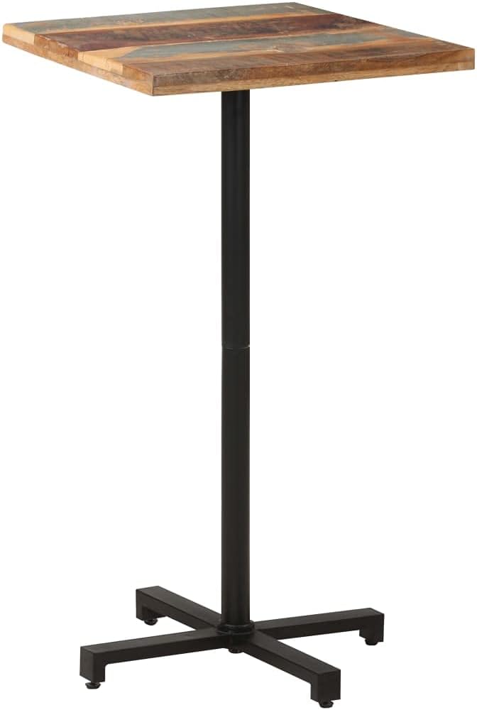 Bistro Table Square,Side Table,Coffe Table,Dining Room Table,Console Table,Plant Rack,Assembly Required,Fits Your Patio, Kitchen, Cafe,Restaurant, Bistro, 23.6"x23.6"x43.3" Solid Reclaimed Wood