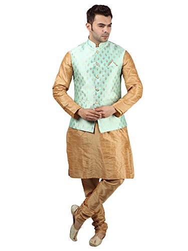 Image of Uri and MacKenzie Men's Silk Blend Kurta Pajama with Designer Ethnic Nehru Jacket /Modi Jacket