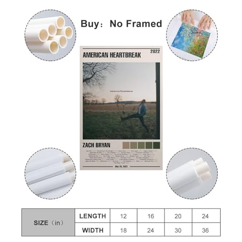 Poster sur toile Zach Bryan American Heartbreak 4 de 40x60 cm pour decoration murale