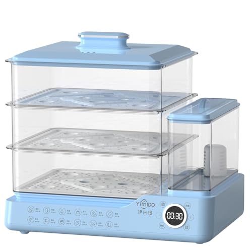 Vaporiera elettrica per alimenti, a 3 livelli, multifunzione, digitale, con timer per una cottura rapida e simultanea