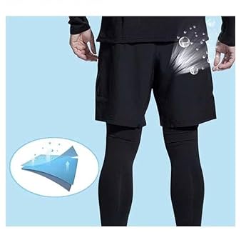 Amazon.co.jp: メンズ スポーツレギンス ショートパンツ 一体型
