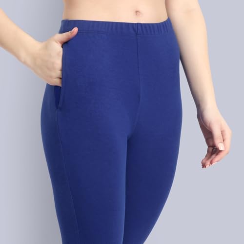 Image of ONE SKY Women Ankle Length Leggings | Premium Cotton Modal Spandex Blend | High Waist Stretchable & Bio-Washed Fabric | Colour-Lock | Ethnic Leggings for Women