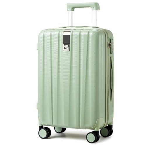 Image of Hanke 24 Inch Luggage Suitcases With Spinner Wheels Lightweight PC Hard Shell Rolling Suitcase With Travel Lock,Checked-Medium 24-Inch(Bamboo Green)