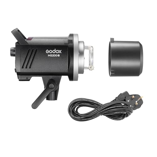Godox MS200V Super-Compact Studio Strobe Flash 200Ws GN53 5800K Photography Monolight With LED Modelling Lamp Built-in 2.4GHz Receiver 10W LED Modelling Lamp Bowens S-Type Mount Portrait Fashion