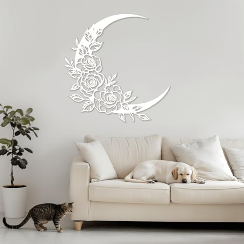 Décoration Murale en Métal Moderne Noire Blanche et Or | Objet Déco Salon 47cm - 7