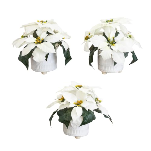 Nearly Natural 9in. White Artificial Poinsettia in...