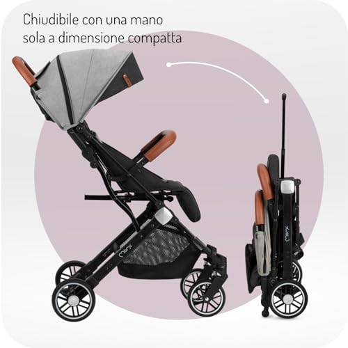 Passeggino Momi Estelle A Partire Da 6 Mesi (Fino A 15 Kg), Pieghevole Con Cintura Di Sicurezza A 5 Punti, Cestino Porta Spesa E Funzione Di Apertura, Manico Telescopico Per Il Traino - 6