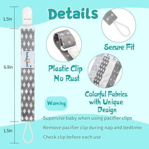 Image of babygoal Baby Neutral Pacifier Clips, 4 Pack Binky Paci Holder and Leash Fits for Most Pacifier and Binkies