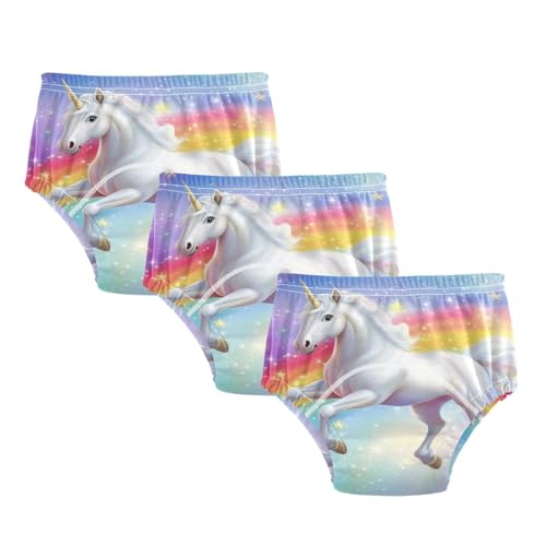 Coikll Cute Rainbow Horse Toddler Training Underwear Waterproof Baby Pee Pants -3T