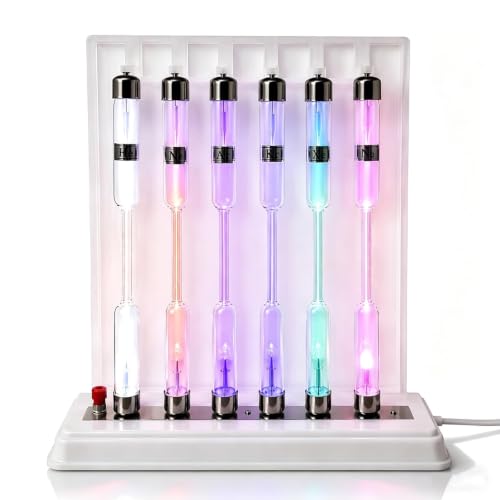 THYXGS 6 Rare Gas Glass Tubes, Spectrum Tube Set with He/ne/ar/h2/n2/hg, Noble Gas Glow Discharge Kit, with Excitation Base, for Spectral Analysis, Physics Teaching, Science Spectral Tube - Image 8