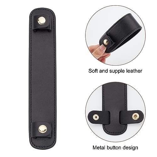 Image of WEBEEDY Leather Shoulder Strap Pad Replacement Non-Slip Cushion Pad Detachable Thick Leather Strap Cover for Tote Bags Handbag Purse Repair, Black, 8.9x1.8 inch